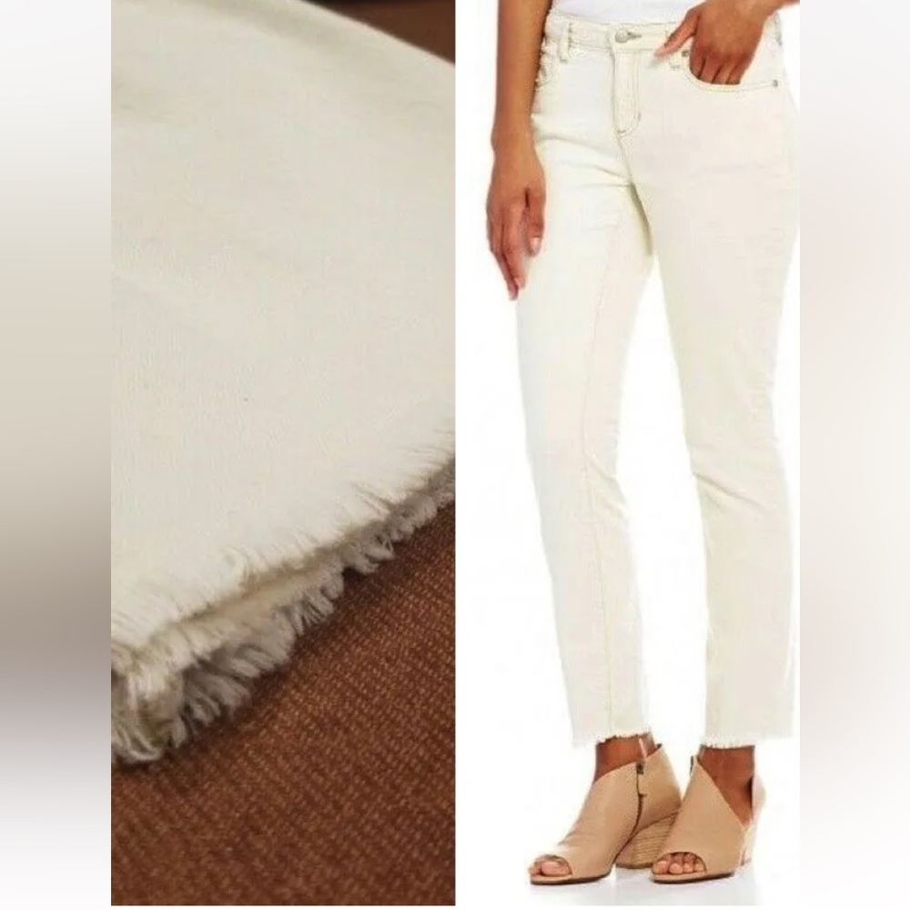 178.00 NWT EILEEN FISHER SLIM RAW HEM ANKLE JEANS ORGANIC COTTON STRETCH
